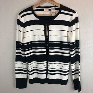 NWT Emma James Navy Blue and White Stripe Cardigan